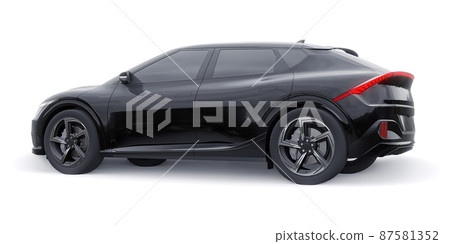 Newest electric family crossover (SUV) for the city. 3d illustration. Newest electric family crossover (SUV) for the city. 3d illustration. 87581352