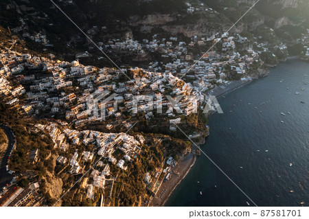 Aerial view of Positano, a little town along Amalfi Coast Aerial view of Positano, a little town along Amalfi Coast 87581701