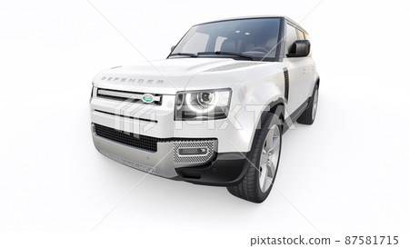 Tula, Russia. February 16, 2022: Land Rover Defender 2020. Expedition SUV for rural areas and outdoor activities. 3d render 87581715