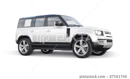 Tula, Russia. February 16, 2022: Land Rover Defender 2020. Expedition SUV for rural areas and outdoor activities. 3d render 87581748