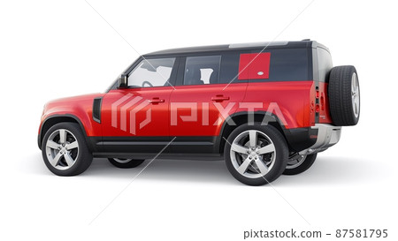 Tula, Russia. February 16, 2022: Land Rover Defender 2020. Red Expedition SUV for rural areas and outdoor activities. 3d render Tula, Russia. February 16, 2022: Land Rover Defender 2020. Red Expedition SUV for rural areas and outdoor activities. 3d render 87581795