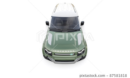 Tula, Russia. February 16, 2022: Land Rover Defender 2020. Expedition SUV for rural areas and outdoor activities. 3d render 87581818