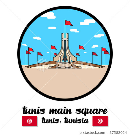 Circle Icon line Tunis Main Square. vector illustration 87582024