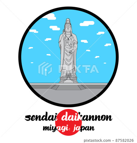 Circle Icon line Sendai Daikannon. vector illustration Circle Icon line Sendai Daikannon. vector illustration 87582026
