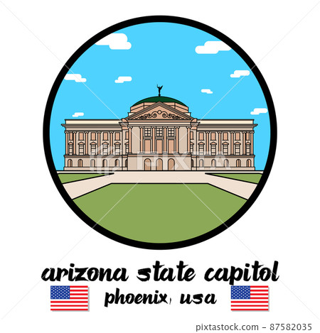 Circle Icon line Arizona State Capitol. vector illustration 87582035