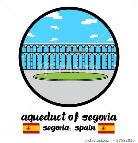 Circle Icon line Aqueduct of Segovia. vector illustration Circle Icon line Aqueduct of Segovia. vector illustration 87582036