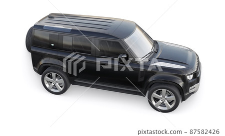 Tula, Russia. February 16, 2022: Land Rover Defender 2020. Black Expedition SUV for rural areas and outdoor activities. 3d render 87582426
