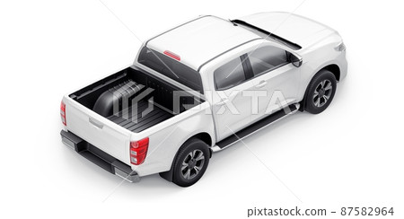 Mid-size modern pickup truck. 3D illustration Mid-size modern pickup truck. 3D illustration 87582964