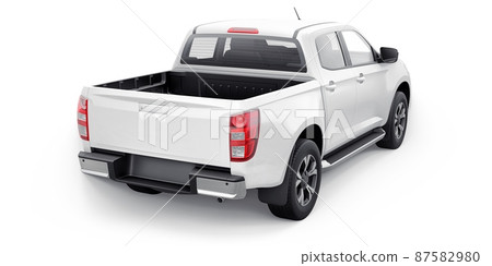 Mid-size modern pickup truck. 3D illustration Mid-size modern pickup truck. 3D illustration 87582980
