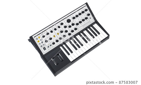 Black analog synthesizer 3D illustration Black analog synthesizer 3D illustration 87583007