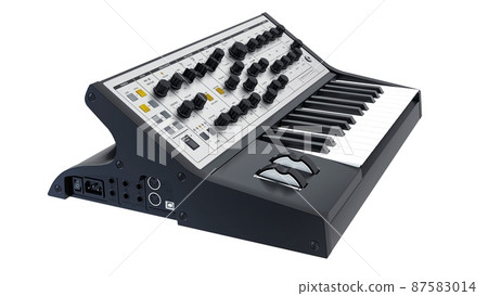 Black analog synthesizer 3D illustration Black analog synthesizer 3D illustration 87583014