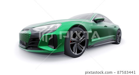 Premium electric sports sedan. Car isolated on white background. 3d rendering. Premium electric sports sedan. Car isolated on white background. 3d rendering. 87583441