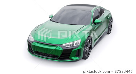 Premium electric sports sedan. Car isolated on white background. 3d rendering. 87583445
