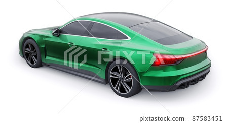 Premium electric sports sedan. Car isolated on white background. 3d rendering. 87583451