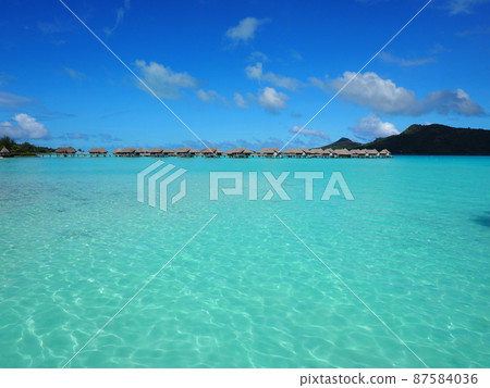 Tropical resort longed-for water cottage 87584036