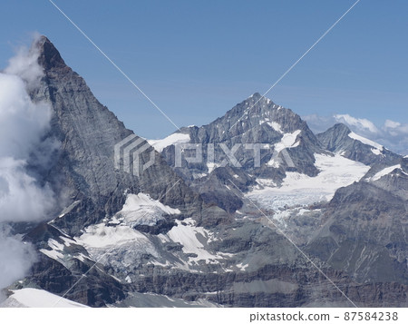Scenic Matterhorn, Cervino mountain in clouds in Switzerland 87584238