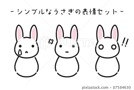 Simple line drawing, rabbit facial expression set Simple line drawing, rabbit facial expression set 87584630