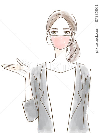 Illustration of a working woman wearing a mask Person Customer Relations Office 87585061