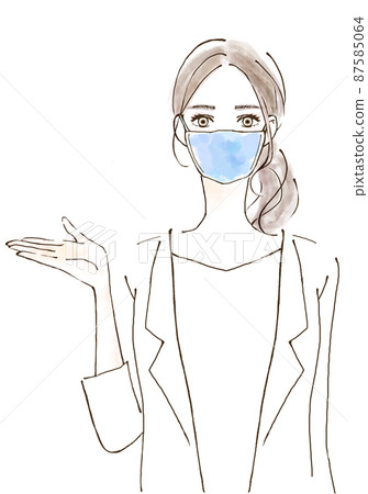 一名醫務工作者的插圖 穿白大褂的女醫生 87585064