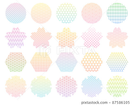 Colorful gradation Japanese pattern frame set 87586105