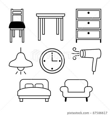 Interior furniture icon set - Stock Illustration [87586617] - PIXTA