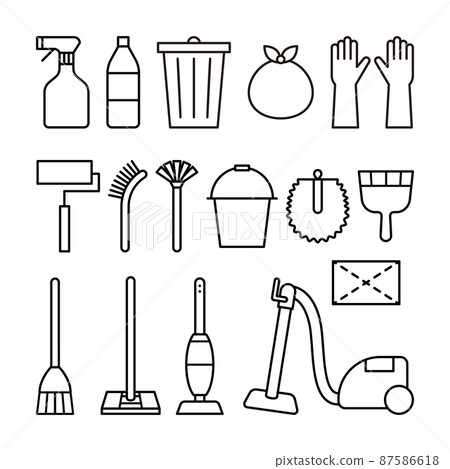 Cleaning tool home appliances icon set Cleaning tool home appliances icon set 87586618