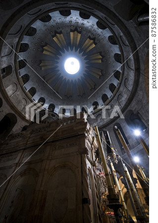 Interior of the Church of the Holy Sepulchre in Jersusalem Israel 87586832