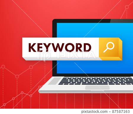 Keyword ranking. Communication technology. Search bar. Vector stock illustration. 87587163