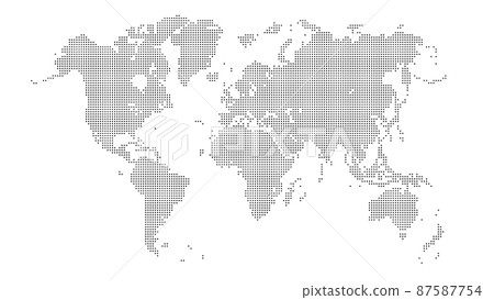 World map made of small blacks dots on white background. Vector illustration 87587754