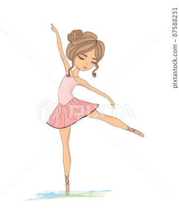 Beautiful ballerina, graphic doodle illustration 87588231