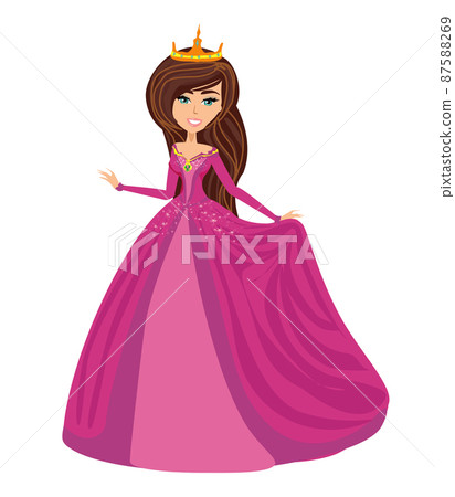 beautiful smiling young queen - isolated illustration 87588269