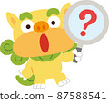 Okinawa Shisa with magnifying glass 87588541