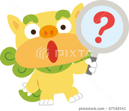 Okinawa Shisa with magnifying glass 87588541