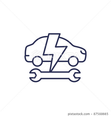 electric car and ev service line icon 87588665