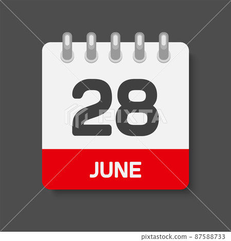 Icon day date 28 June, template calendar page 87588733
