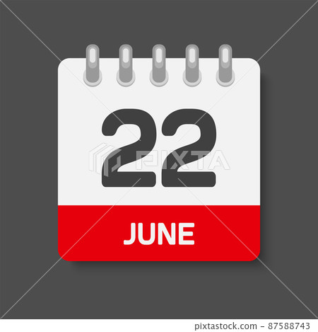 Icon day date 22 June, template calendar page Icon day date 22 June, template calendar page 87588743