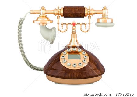 Old-fashioned phone, 3D rendering Old-fashioned phone, 3D rendering 87589280