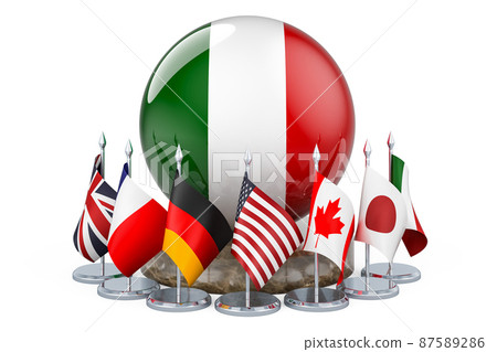 G7 meeting in Italy concept, 3D rendering G7 meeting in Italy concept, 3D rendering 87589286