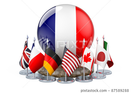 G7 meeting in France concept, 3D rendering G7 meeting in France concept, 3D rendering 87589288