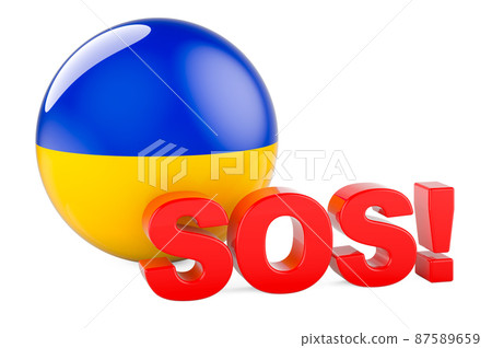 SOS Ukraine, concept. 3D rendering 87589659