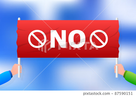 No red placard. Protest concept on blue background 87590151