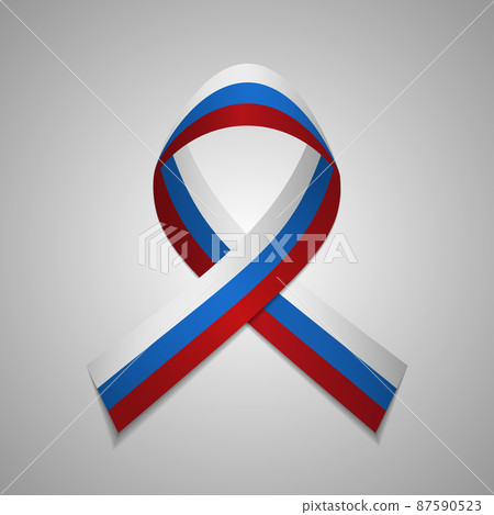 Flag of Russia. 12th of June. Vector illustration. Awareness ribbon on gray background. Independence day. National symbol. EPS10. 87590523