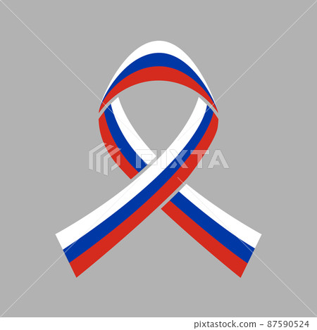 Flag of Russia. 12th of June. Vector illustration. Awareness ribbon on gray background. Independence day. National symbol. EPS10. 87590524