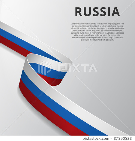 Flag of Russia. 12th of June. Vector illustration. Wavy ribbon on gray background. Independence day. National symbol. EPS10. 87590528