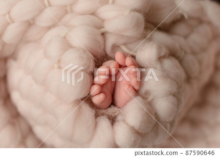 Small beautiful legs of a newborn baby in the first days of life Small beautiful legs of a newborn baby in the first days of life 87590646