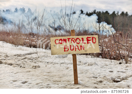 Controlled Burn on a Farm Property where Forest has been Cut Down to make more Arable Farmland Controlled Burn on a Farm Property where Forest has been Cut Down to make more Arable Farmland 87590726