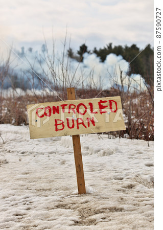 Controlled Burn on a Farm Property where Forest has been Cut Down to make more Arable Farmland Controlled Burn on a Farm Property where Forest has been Cut Down to make more Arable Farmland 87590727
