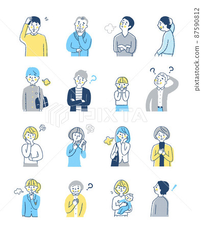 男女上半身表情困擾 87590812