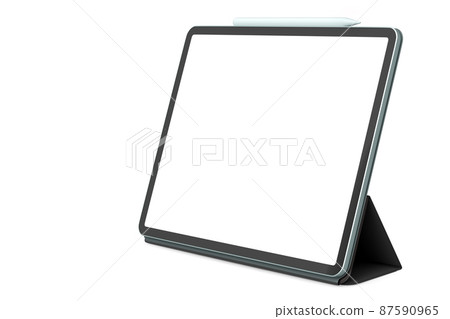 Computer tablet with cover case isolated on white background. Computer tablet with cover case isolated on white background. 87590965