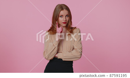 Displeased businesswoman gesturing hands with irritation, displeasure, blaming scolding for failure Displeased businesswoman gesturing hands with irritation, displeasure, blaming scolding for failure 87591195